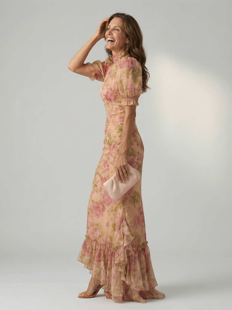Vianne | Elegantes Maxikleid mit hohem Kragen