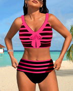 Laluna® | Hochtaillierter Gestreifter Bikini