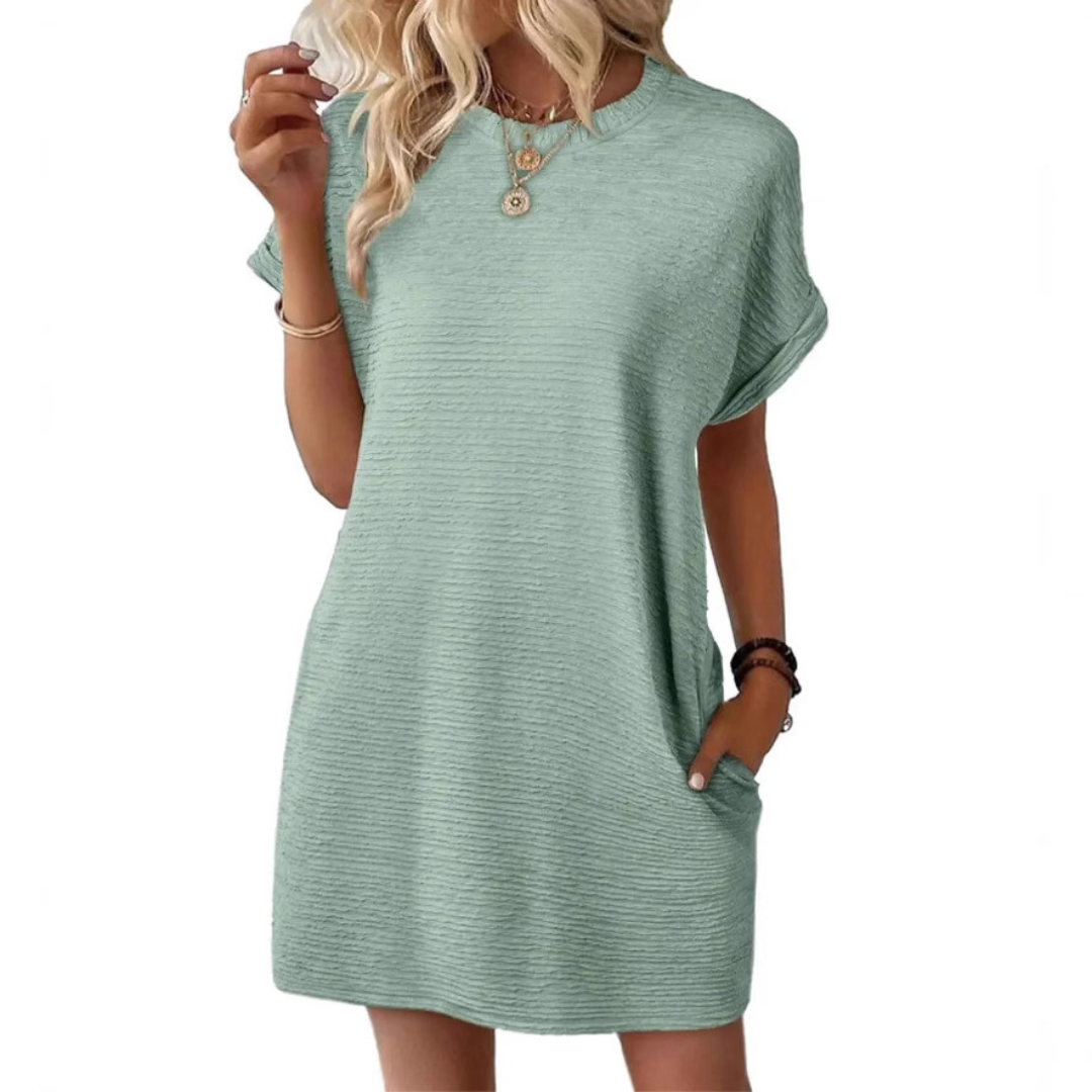 EVASHA™ – Entspanntes Minimalistisches Sommerkleid mit Rundhalsausschnitt
