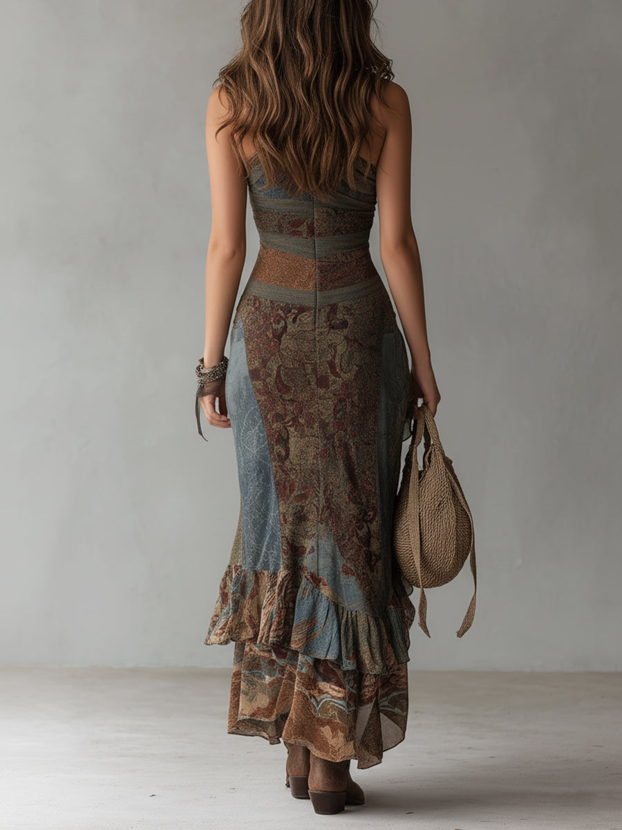 Truus | Retro Floral Maxi Dress