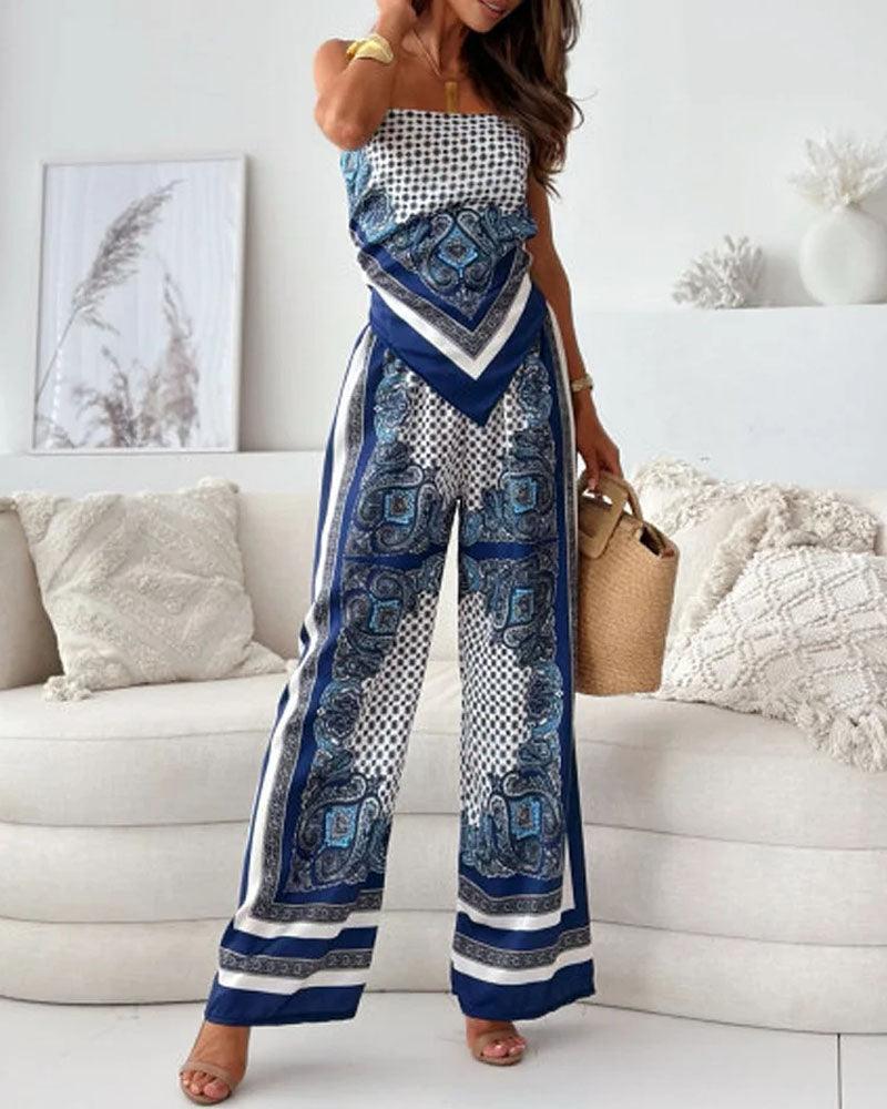 Helen | Stilvolles Schnür-Top und Hose Set für den perfekten Urlaub