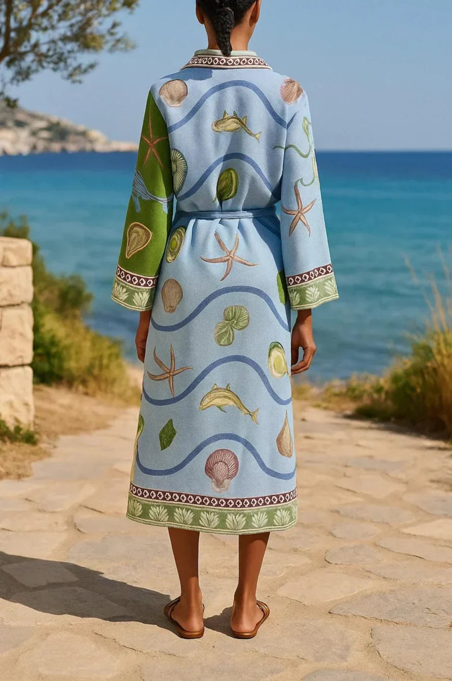 Sandra | Bedrucktes Twill-Midi-Hemdkleid mit Gürtel