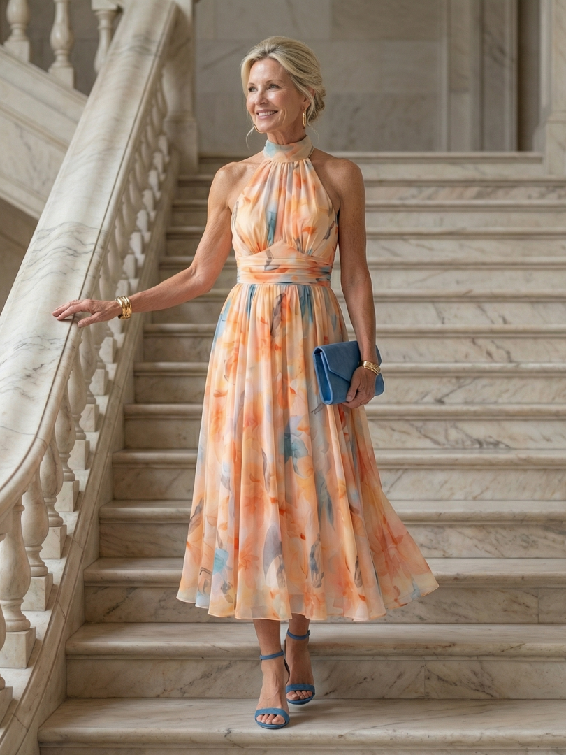 Elin | Sanftes Halter-Midi-Kleid