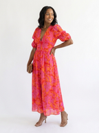 Willow | Floral Midi Dress with Puff Sleeves