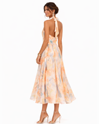 Aurora – Halterneck-Kleid mit Aquarellmuster