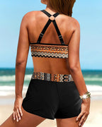 Maryan - Bikini mit Geometrischem Muster und Hohem Elastischen Bund