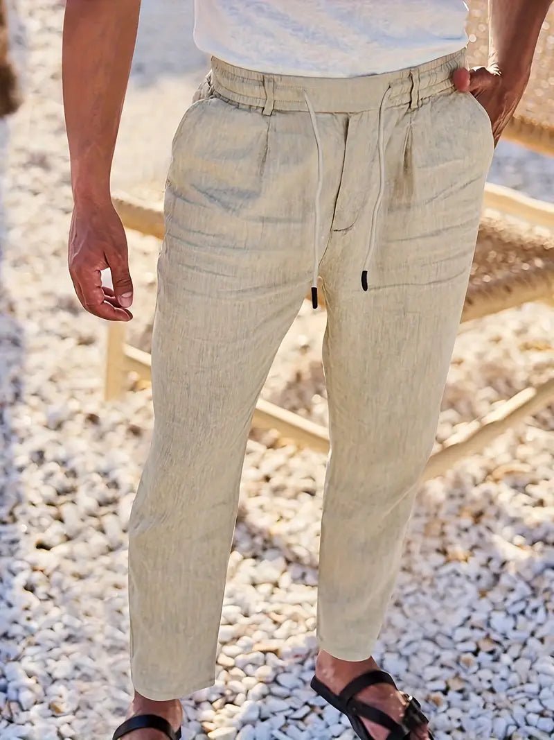 NICHOLS | Weite Leinenhose mit Kordelzug