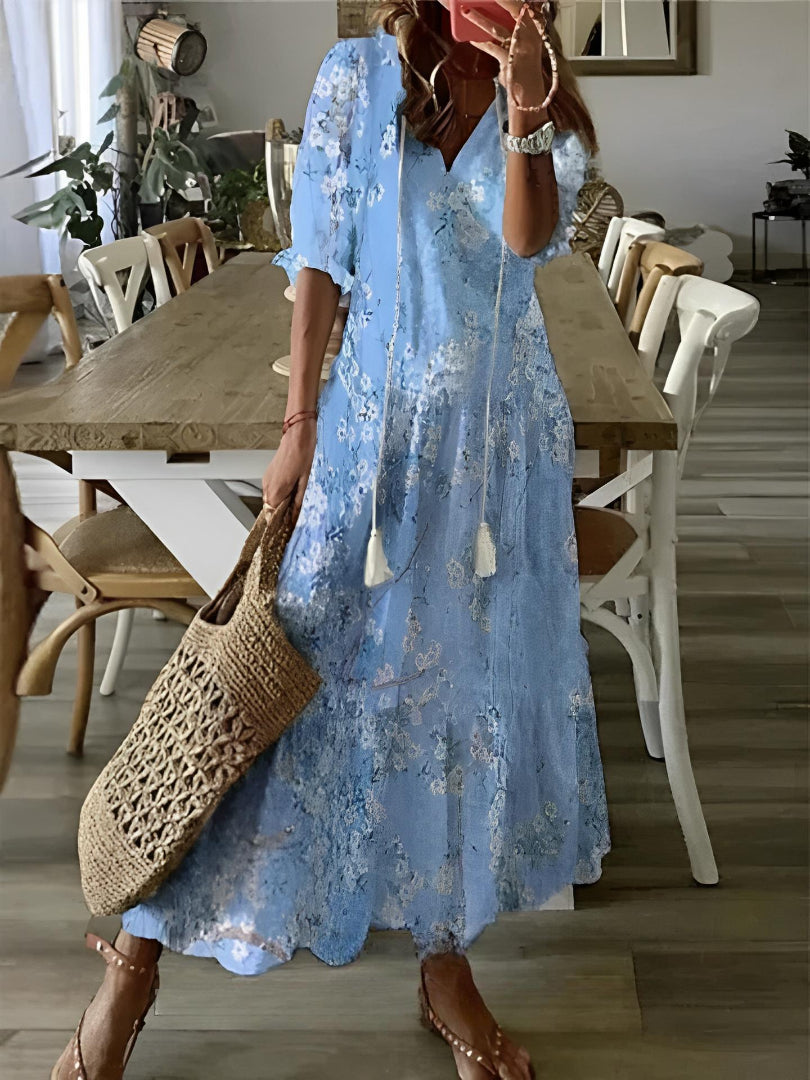 Andrea | Bedrucktes Kleid mit V-Ausschnitt
