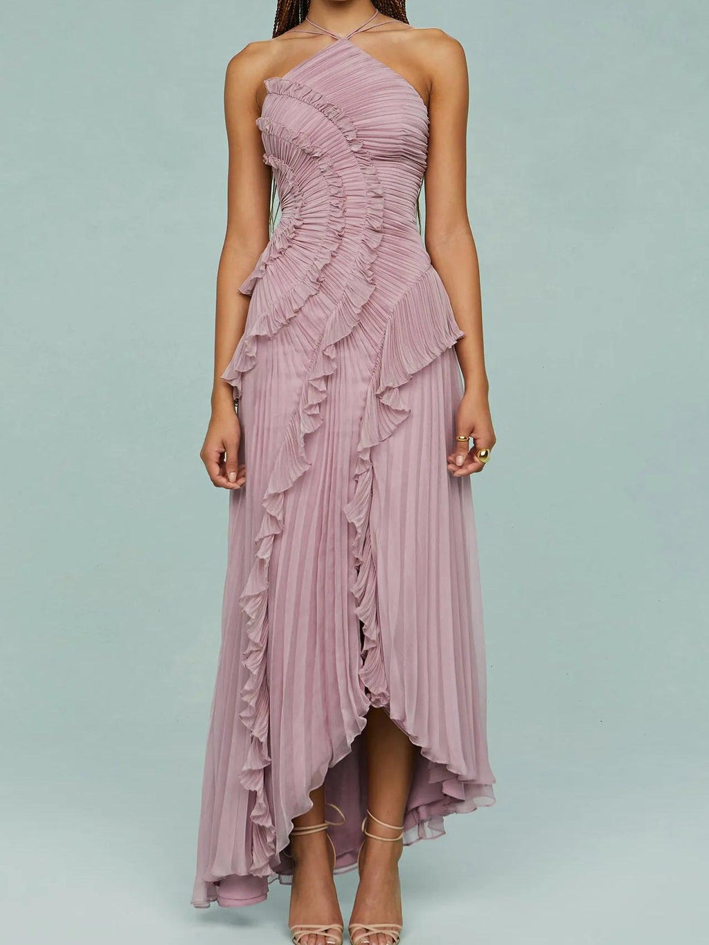 Ruth | Plissiertes Trägerkleid mit Schlitzdetails