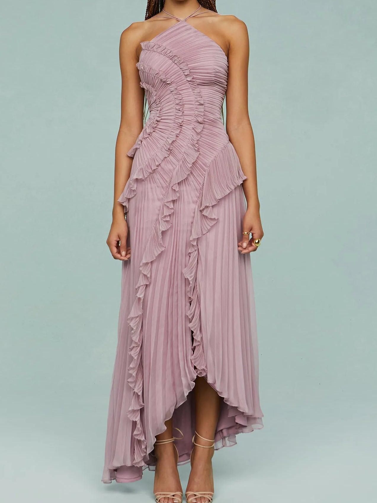 Ruth | Plissiertes Trägerkleid mit Schlitzdetails