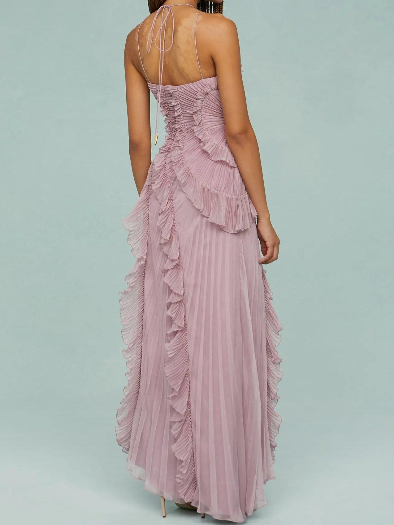 Ruth | Plissiertes Trägerkleid mit Schlitzdetails