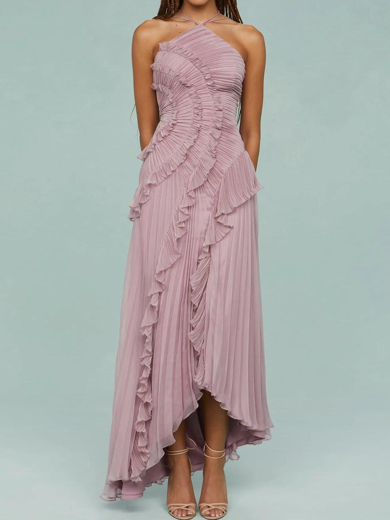 Ruth | Plissiertes Trägerkleid mit Schlitzdetails