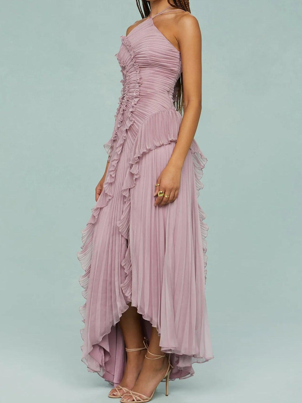 Ruth | Plissiertes Trägerkleid mit Schlitzdetails