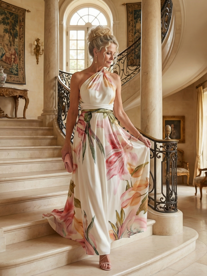 Amiel | Leichtes Maxi-Kleid mit floralem Design