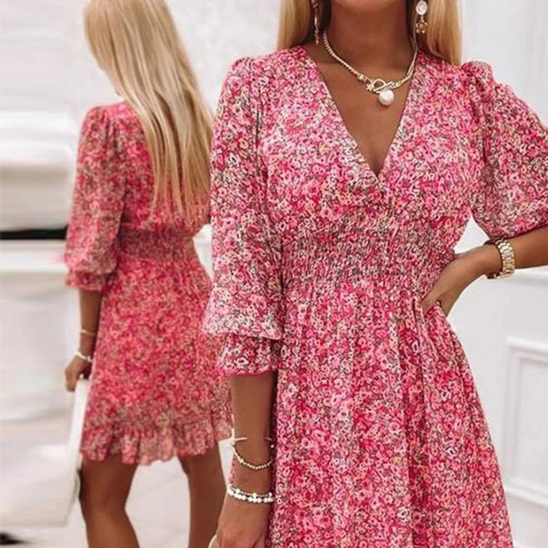 Sunna - Stilvolles Blumenmuster-Kleid