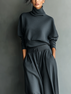 Strick Set mit Weiten Hosen