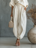 Off-Shoulder Linen Pants Set