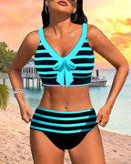 Laluna® | Hochtaillierter Gestreifter Bikini