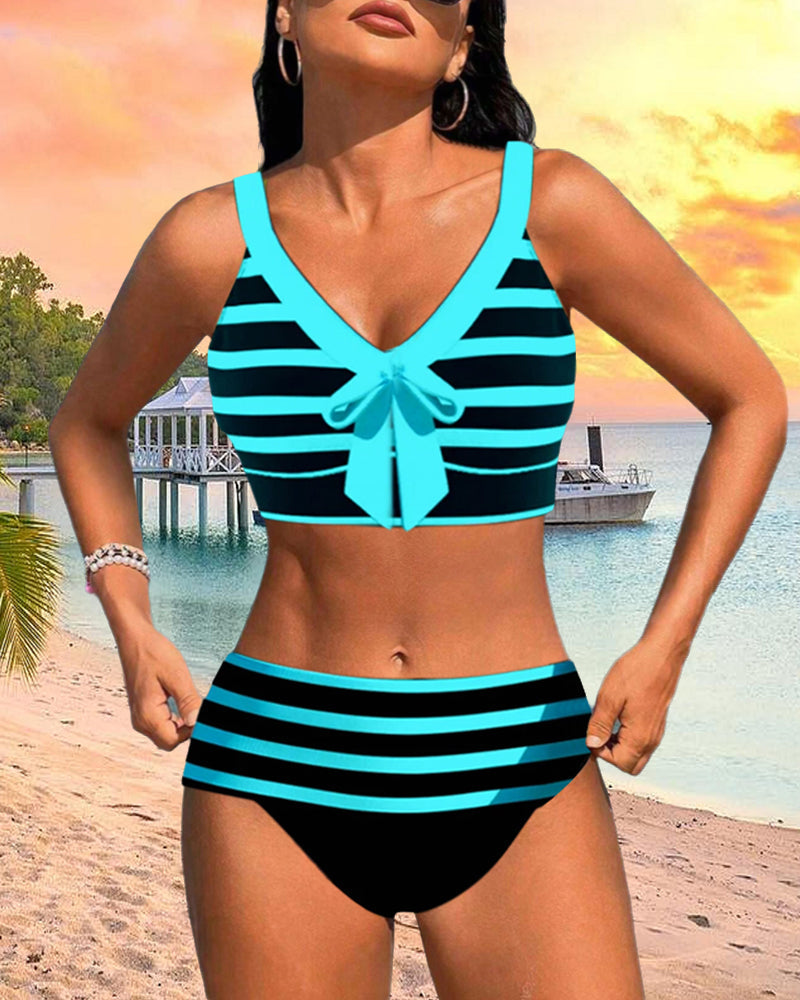 Laluna® | Hochtaillierter Gestreifter Bikini