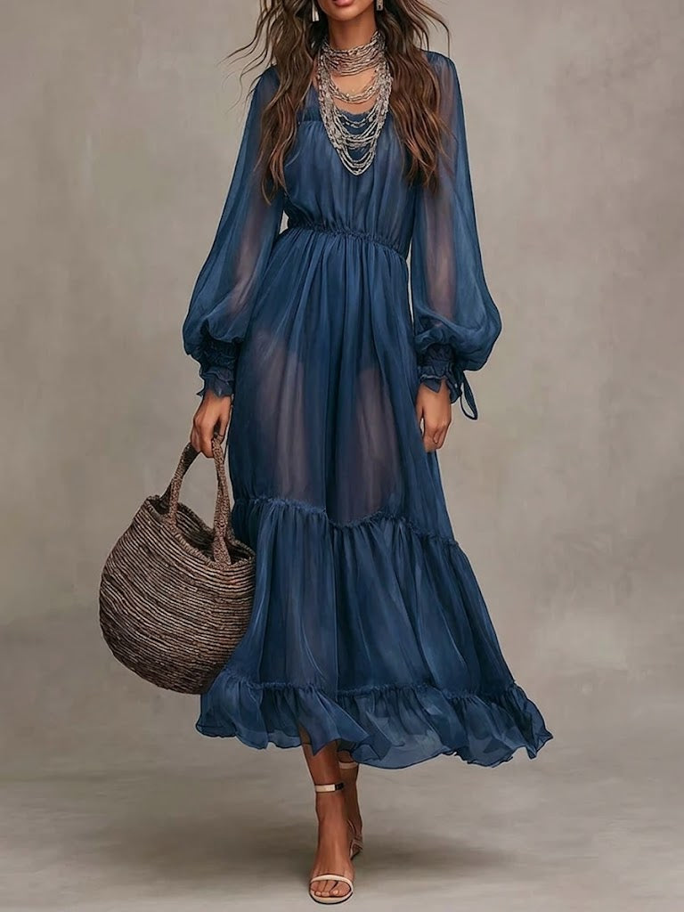 Gerda | Elegantes Midi-Kleid mit V-Ausschnitt