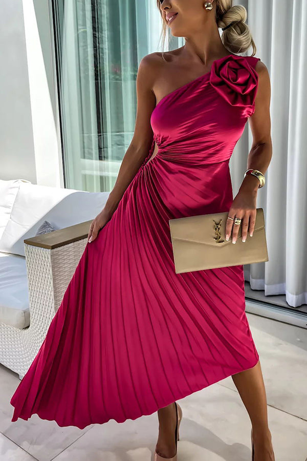 Eya™ | Elegantes Maxi-Kleid mit floralem Muster und einseitigem Träger