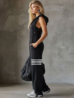 Danielle - Vintage Sport-Jumpsuit mit Kapuze und Streifen