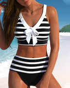 Laluna® | Hochtaillierter Gestreifter Bikini