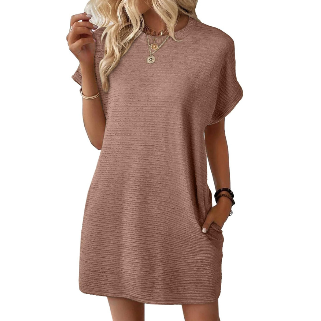 EVASHA™ – Entspanntes Minimalistisches Sommerkleid mit Rundhalsausschnitt