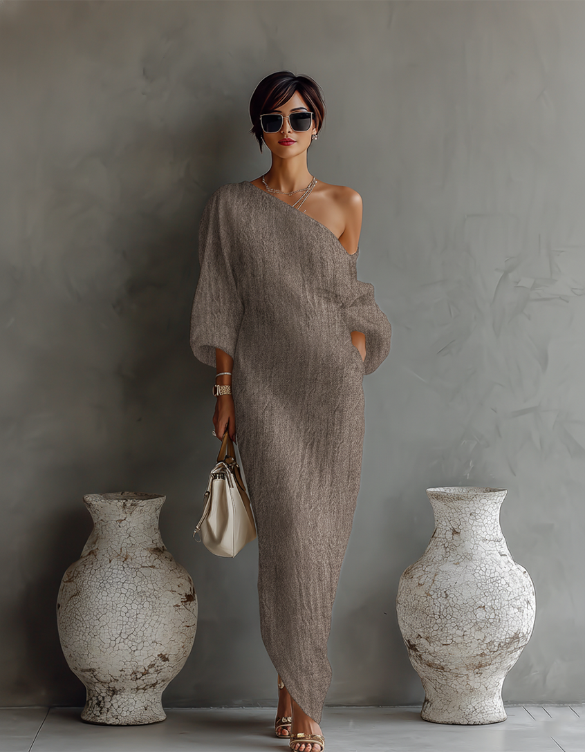 Isabella | Off-Shoulder Flowy Linen Dress