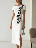 Audrey | Stylish Floral-Print Boot-Neck Midi Dress Ensemble