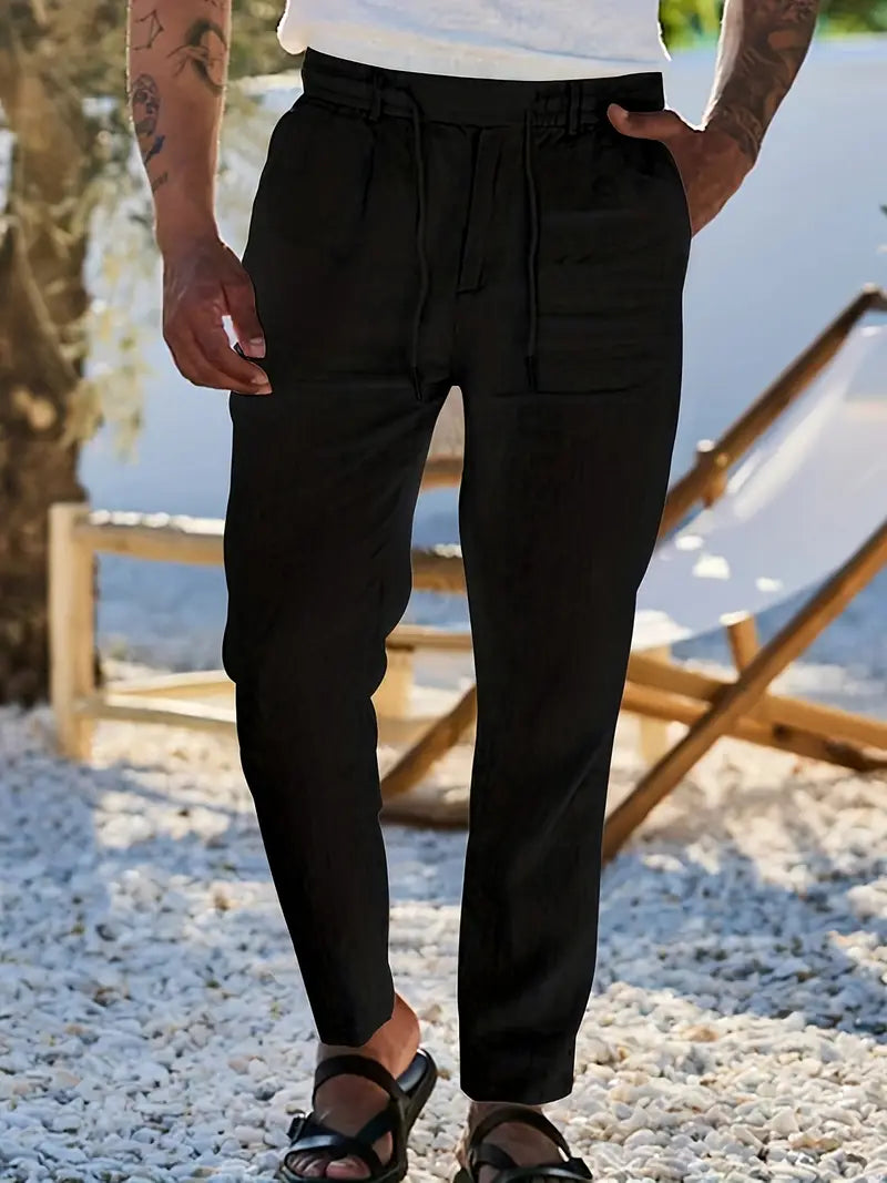 NICHOLS | Weite Leinenhose mit Kordelzug