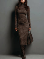 Robine | Langärmliges Midi-Kleid aus Wildleder