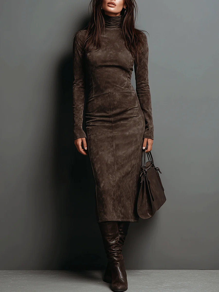 Robine | Langärmliges Midi-Kleid aus Wildleder