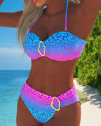 Sofia | Halterneck Leopard Print Gradient Swimsuit