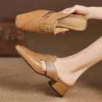 Rosel Leder-Mules mit eckiger Zehenpartie
