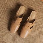Rosel Leder-Mules mit eckiger Zehenpartie