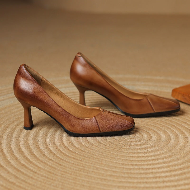 Marisol Leder-Pumps mit quadratischer Zehenpartie