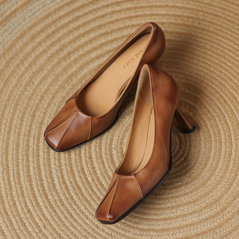 Marisol Leder-Pumps mit quadratischer Zehenpartie