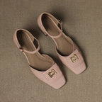 Elvane Leather Mary Jane Buckle Shoes