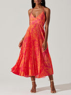 Heather | Küsten-Chic Elegantes Midi Kleid mit Floralprint und Falten
