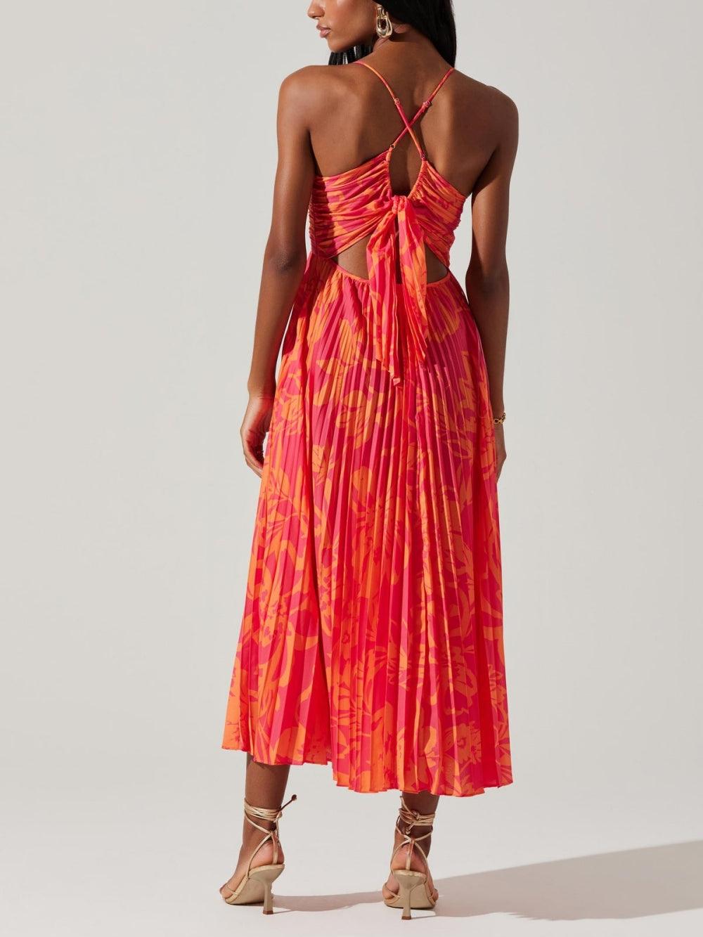 Heather | Küsten-Chic Elegantes Midi Kleid mit Floralprint und Falten