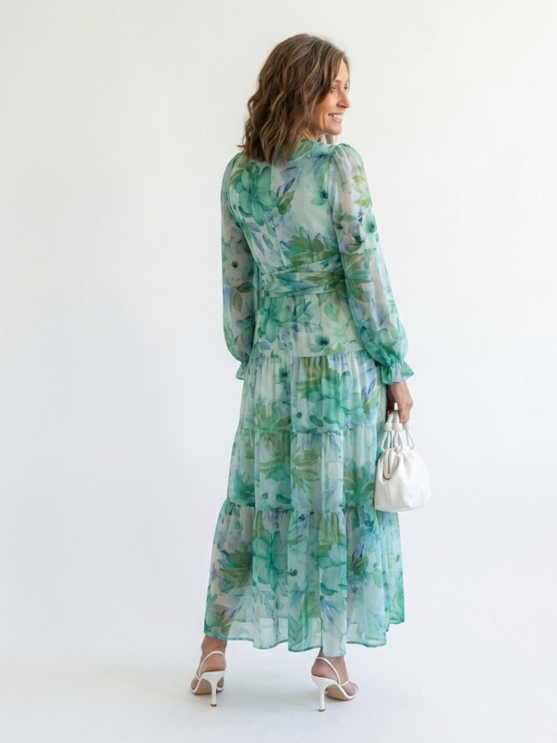 Althea | Langärmliges Maxi-Blumenkleid