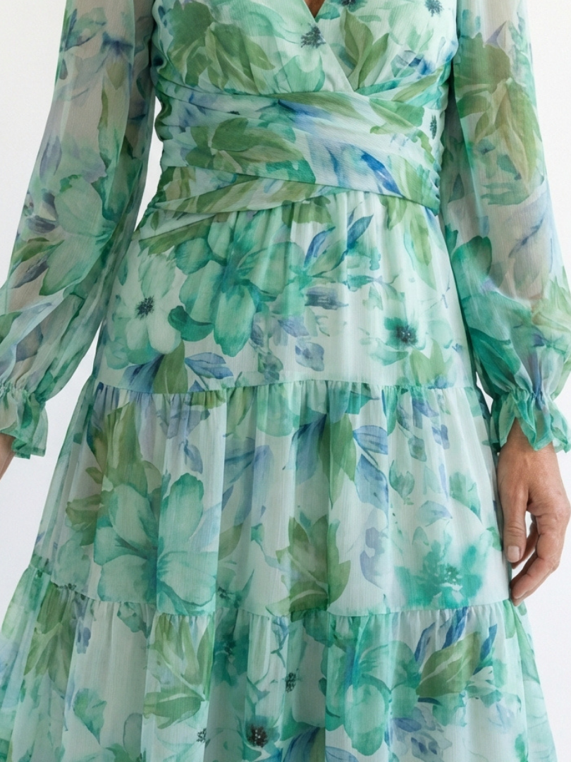 Althea | Langärmliges Maxi-Blumenkleid