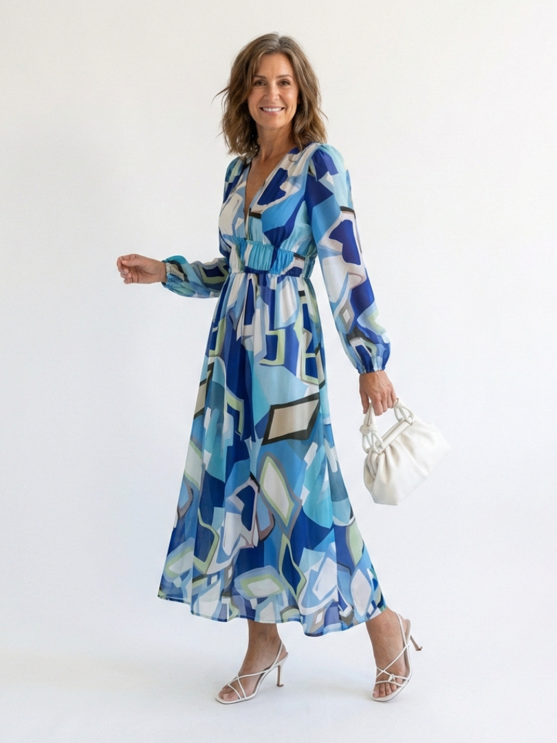 Althea | Langärmliges Maxi-Blumenkleid