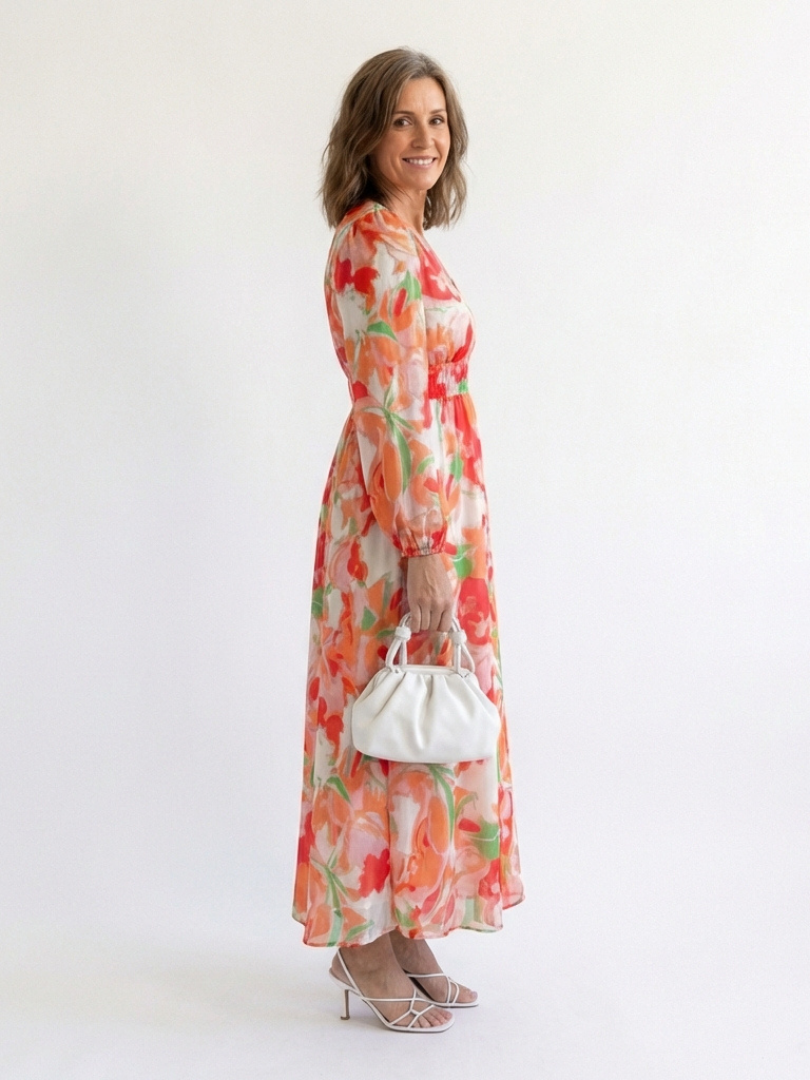 Althea | Langärmliges Maxi-Blumenkleid