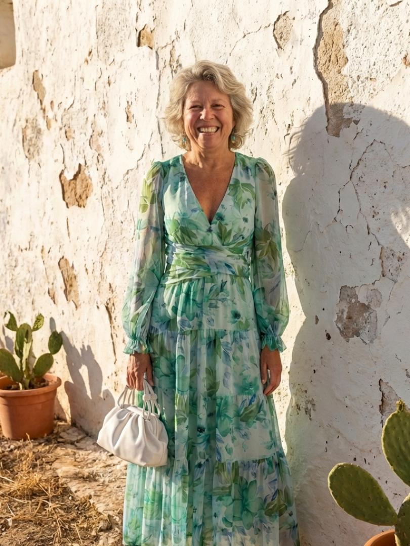 Althea | Langärmliges Maxi-Blumenkleid