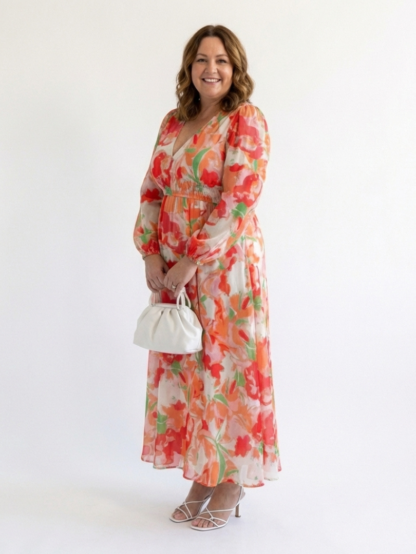 Althea | Langärmliges Maxi-Blumenkleid