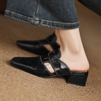Rosel Leder-Mules mit eckiger Zehenpartie