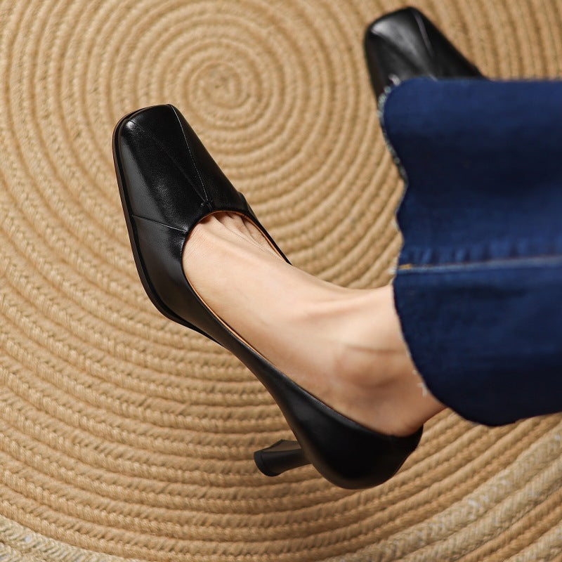 Marisol Leder-Pumps mit quadratischer Zehenpartie