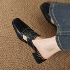 Rosel Leder-Mules mit eckiger Zehenpartie